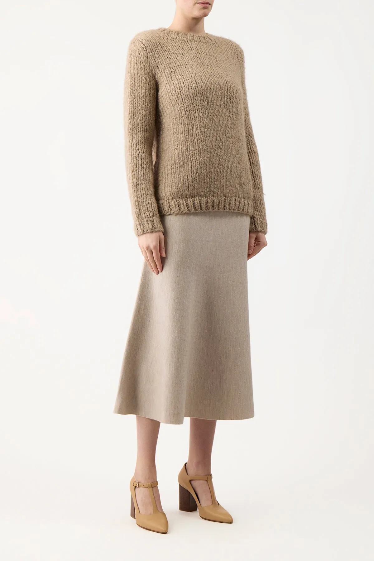 Freddie Knit Midi Skirt in Oatmeal Merino Wool Cashmere sold by Gabriela Hearst product image thumbnail 3