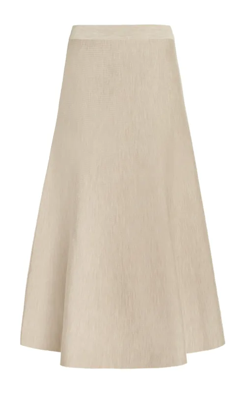 Freddie Knit Midi Skirt in Oatmeal Merino Wool Cashmere sold by Gabriela Hearst