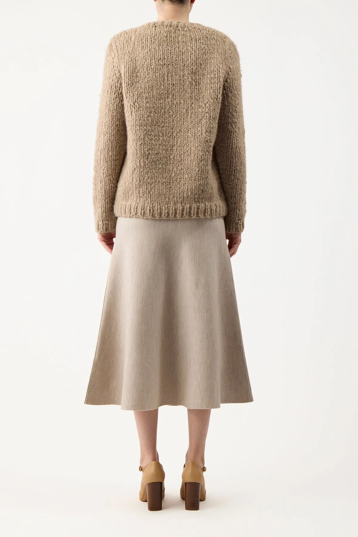 Freddie Knit Midi Skirt in Oatmeal Merino Wool Cashmere sold by Gabriela Hearst product image thumbnail 4