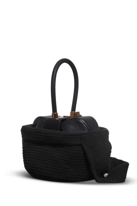 Crossover Knit Bag in Black Cashmere sold by Gabriela Hearst