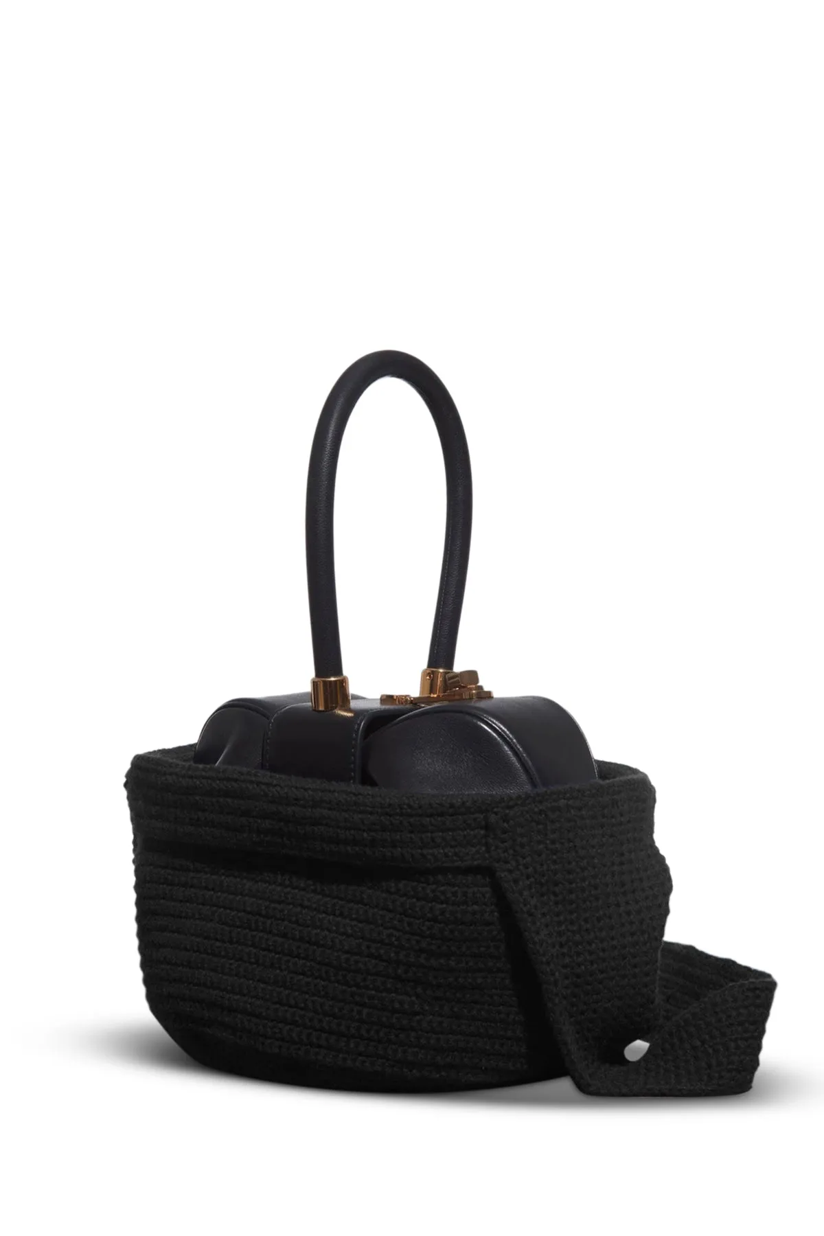 Crossover Knit Bag in Black Cashmere sold by Gabriela Hearst
