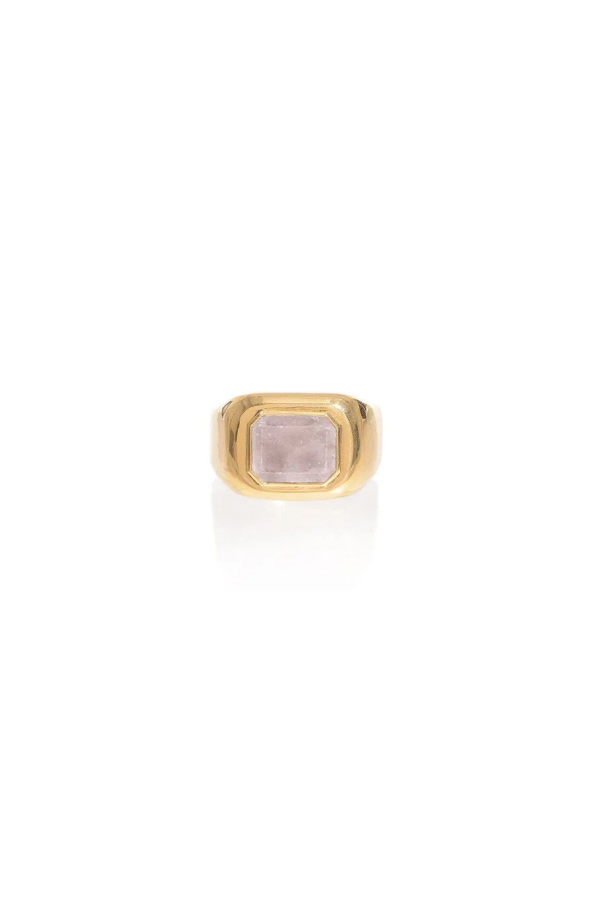 Large Ring in 18K Yellow Gold & Rose Quartz Stone sold by Gabriela Hearst