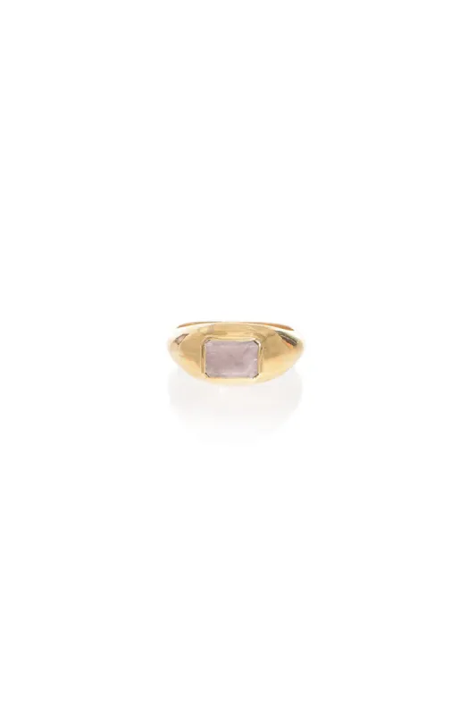 Small Ring in 18K Yellow Gold & Rose Quartz Stone sold by Gabriela Hearst