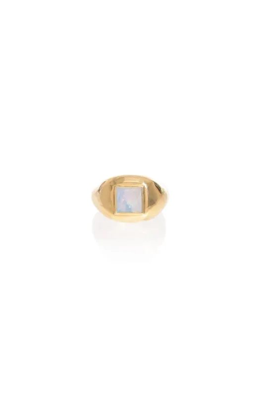 Medium Ring in 18K Yellow Gold & Mother of Pearl Stone sold by Gabriela Hearst