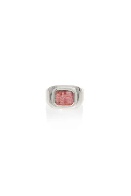 Large Ring in 18K White Gold & Pink Marble Stone sold by Gabriela Hearst
