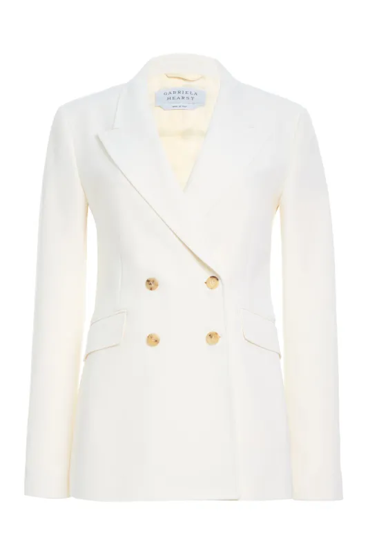 Angela Blazer in Ivory Sportswear Wool sold by Gabriela Hearst
