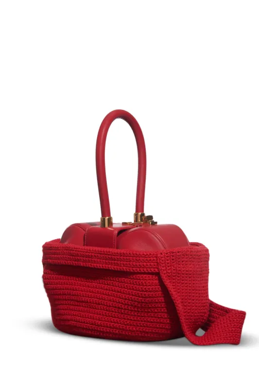 Crossover Knit Bag in Red Cashmere sold by Gabriela Hearst