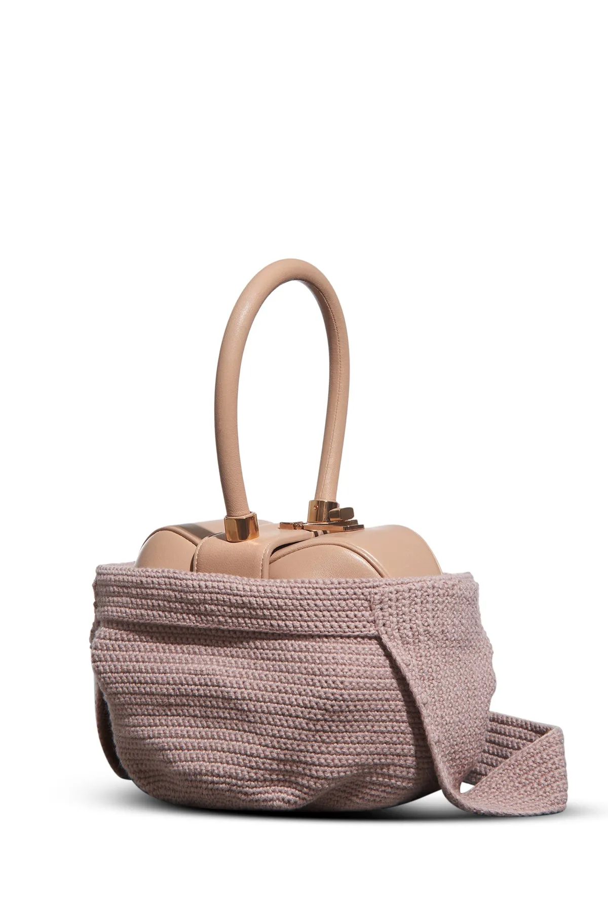 Crossover Knit Bag in Nude Cashmere sold by Gabriela Hearst