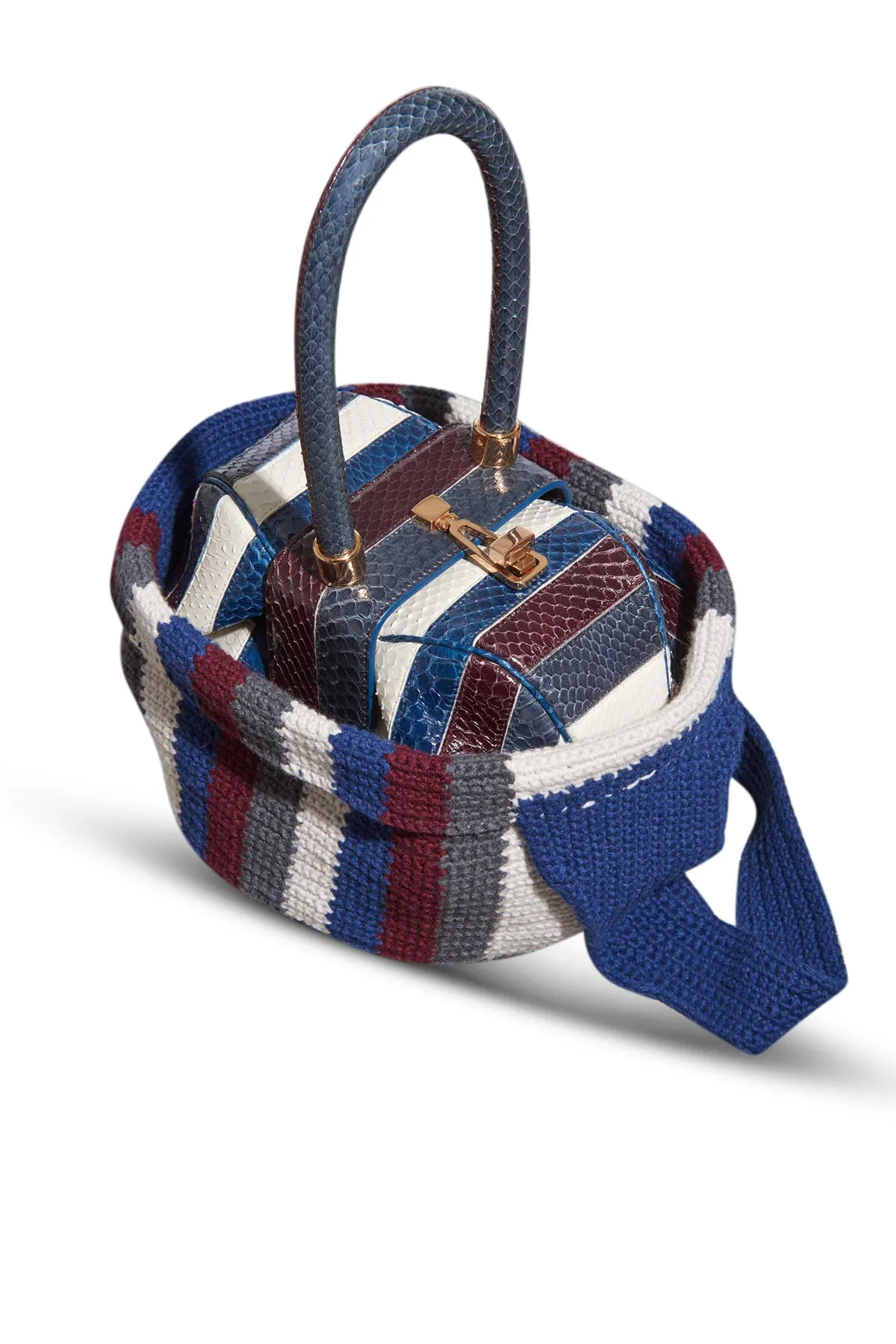 Crossover Knit Bag in Blue, Bordeaux & Grey Cashmere sold by Gabriela Hearst product image thumbnail 3