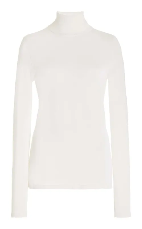 May Knit Turtleneck in Ivory Merino Wool Cashmere sold by Gabriela Hearst