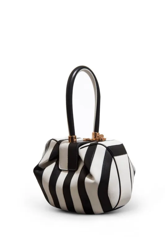 Nina Bag in Black & Ivory Stripes Nappa Leather sold by Gabriela Hearst