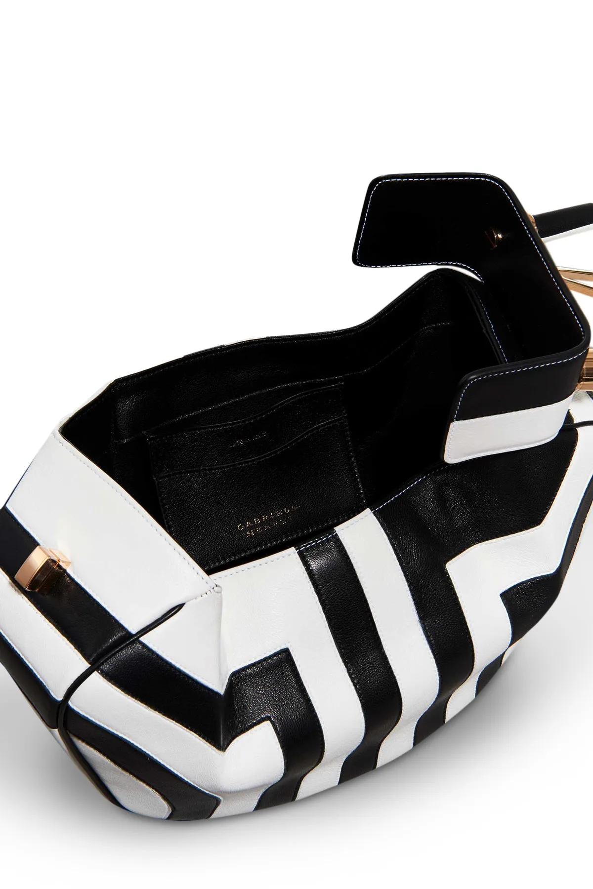 Nina Bag in Black & Ivory Stripes Nappa Leather sold by Gabriela Hearst product image thumbnail 4