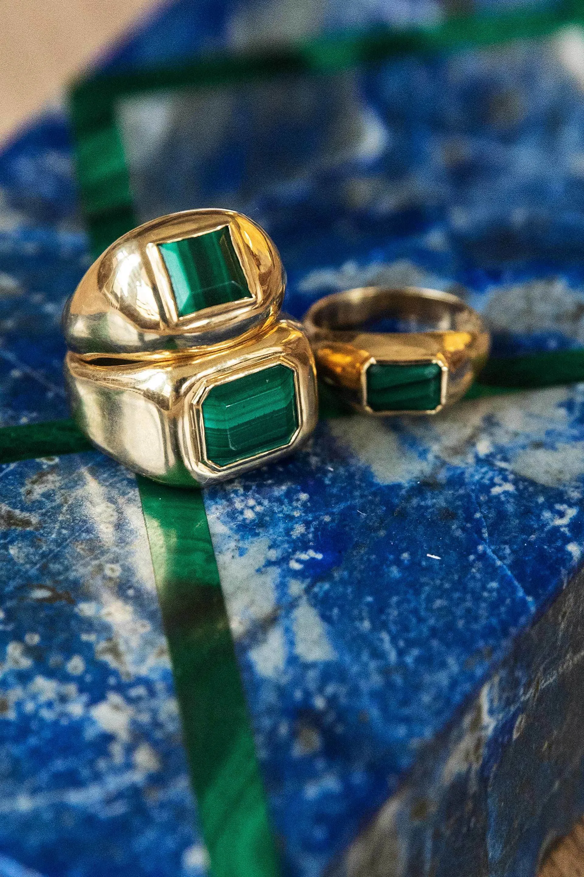 Large Ring in 18K Yellow Gold & Malachite Stone sold by Gabriela Hearst product image thumbnail 2