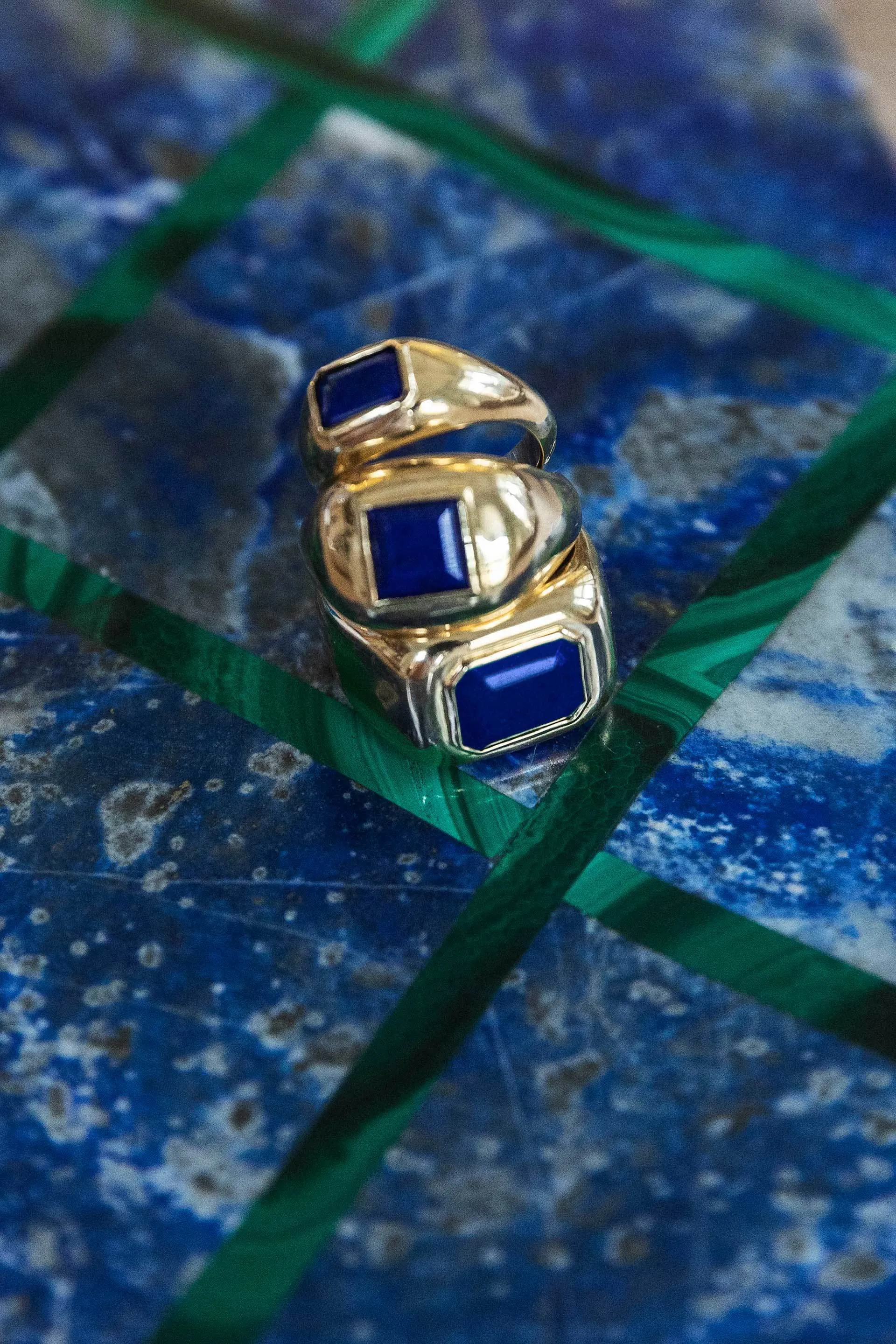 Large Ring in 18K Yellow Gold & Lapis Stone sold by Gabriela Hearst product image thumbnail 2