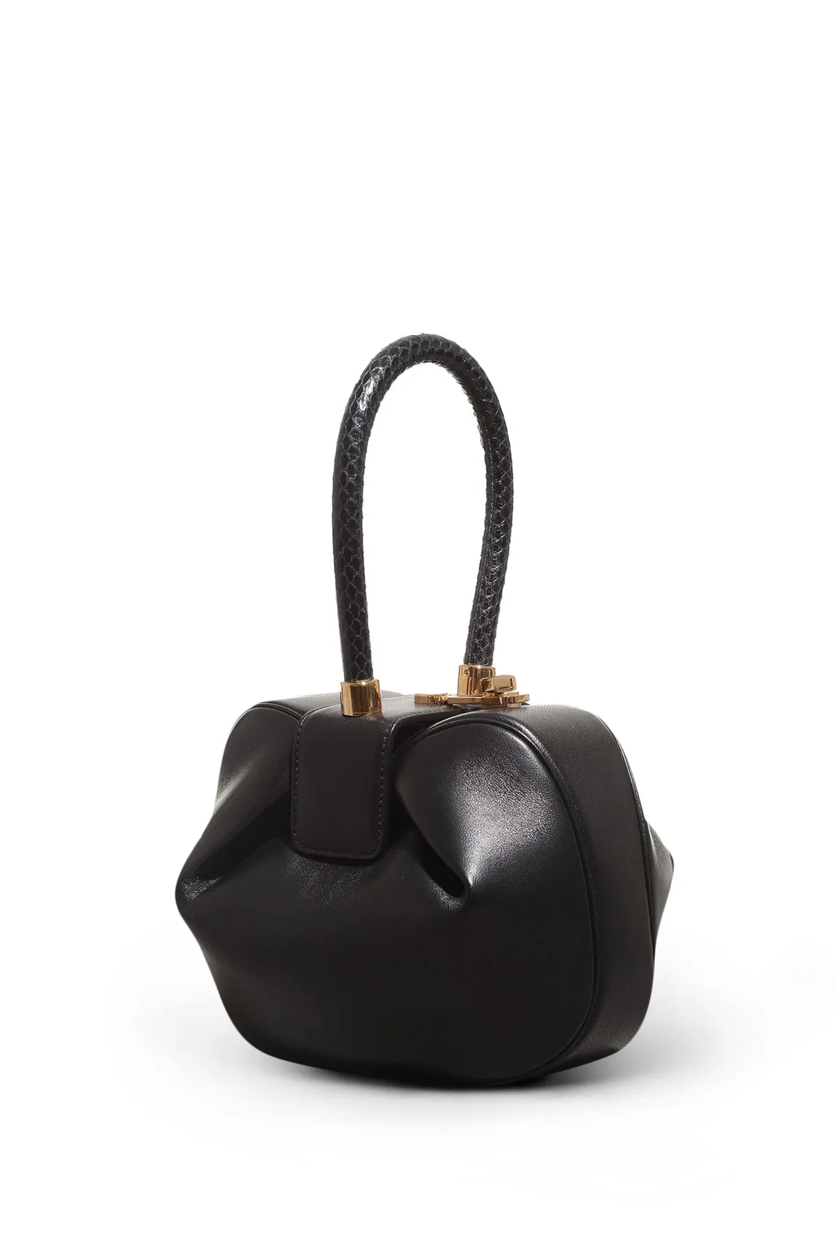 Nina Bag in Black Nappa Leather with Snakeskin Handle sold by Gabriela Hearst