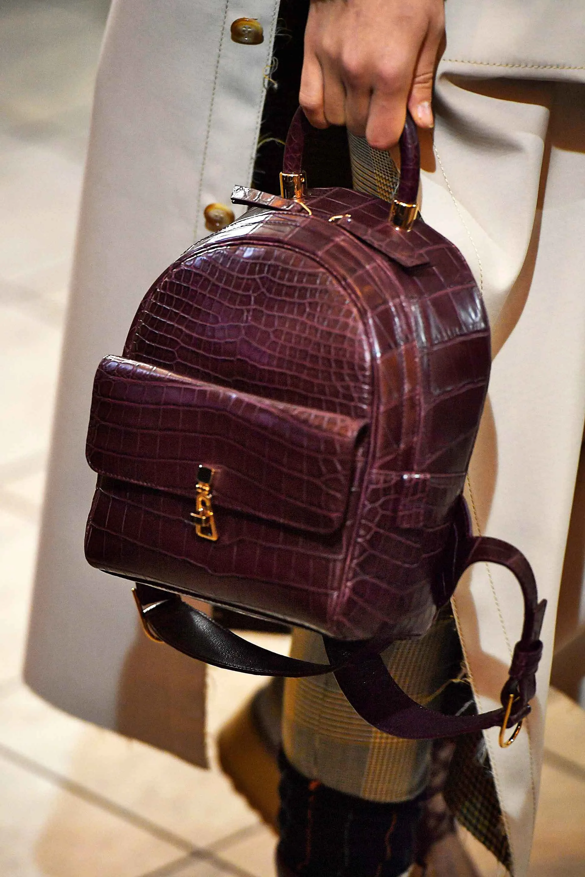 Mini Billie Backpack in Bordeaux Crocodile Leather sold by Gabriela Hearst product image thumbnail 4