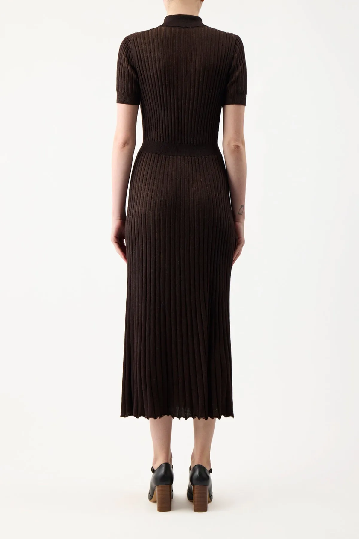 Amor Knit Midi Dress in Chocolate Cashmere Silk sold by Gabriela Hearst product image thumbnail 3