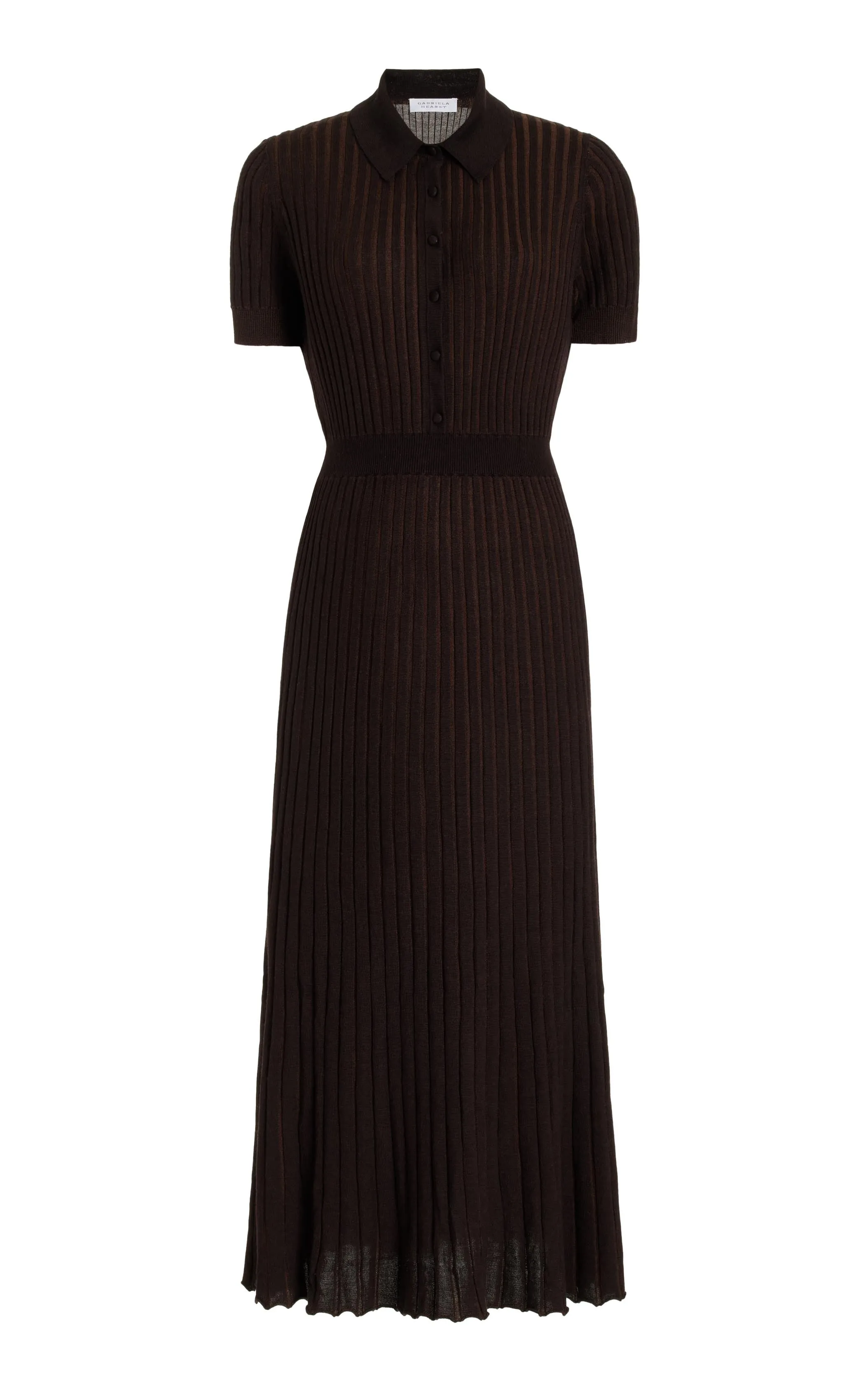 Amor Knit Midi Dress in Chocolate Cashmere Silk sold by Gabriela Hearst