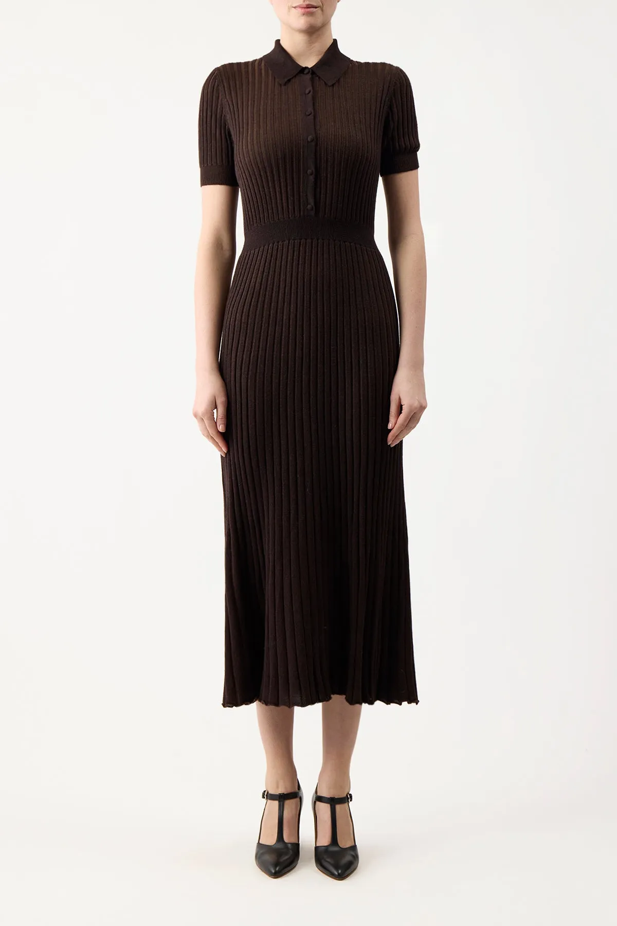 Amor Knit Midi Dress in Chocolate Cashmere Silk sold by Gabriela Hearst product image thumbnail 2