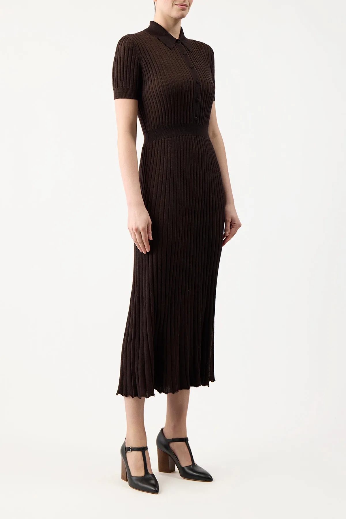 Amor Knit Midi Dress in Chocolate Cashmere Silk sold by Gabriela Hearst product image thumbnail 4