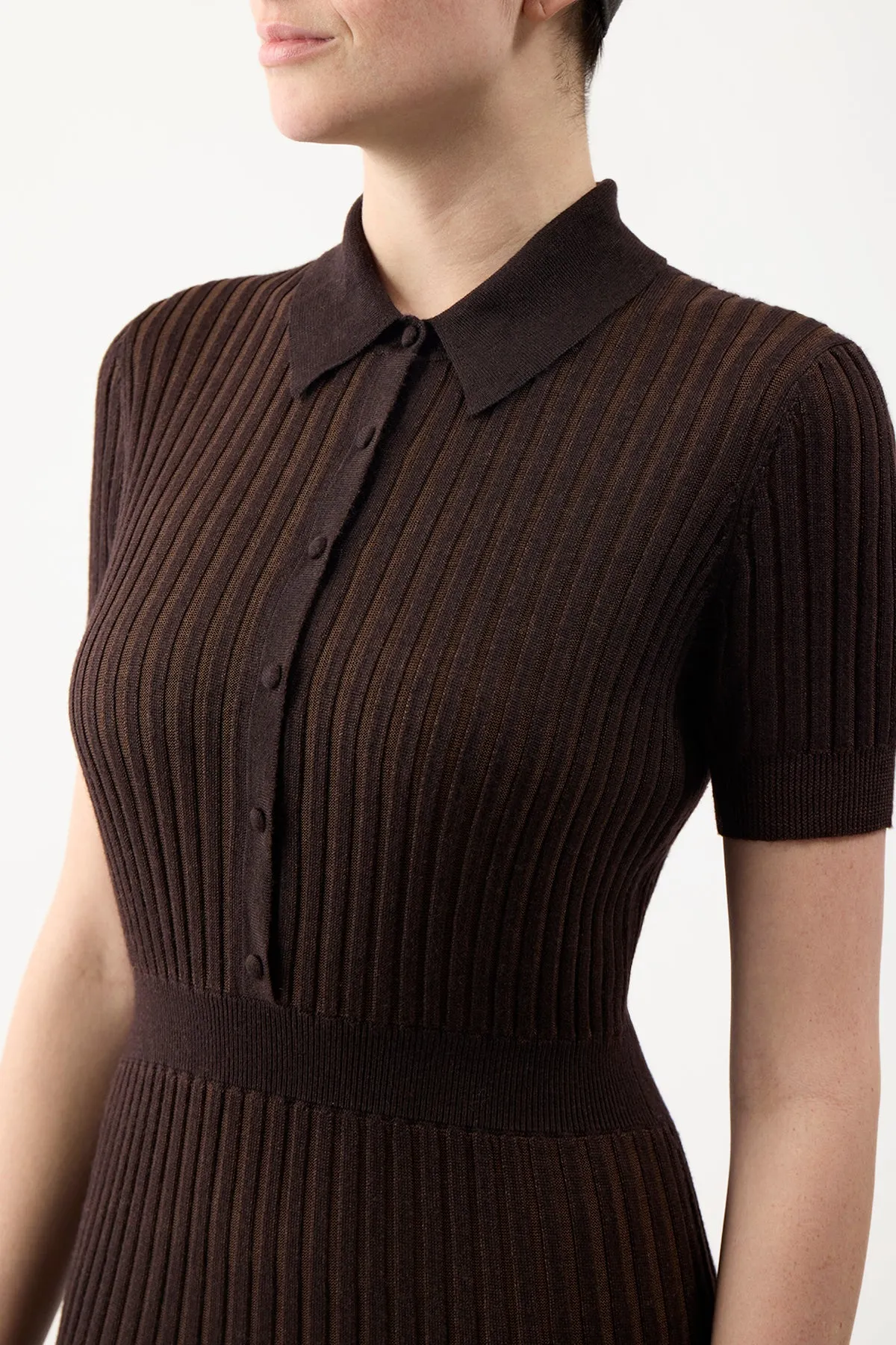 Amor Knit Midi Dress in Chocolate Cashmere Silk sold by Gabriela Hearst product image thumbnail 5