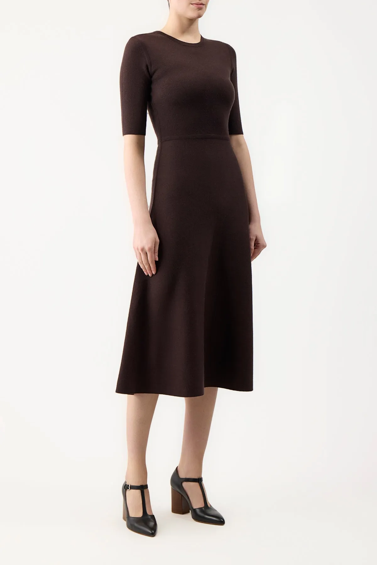 Seymore Knit Midi Dress in Chocolate Merino Wool Cashmere sold by Gabriela Hearst product image thumbnail 3