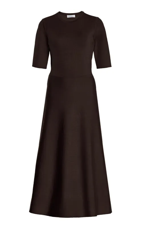 Seymore Knit Midi Dress in Chocolate Merino Wool Cashmere sold by Gabriela Hearst