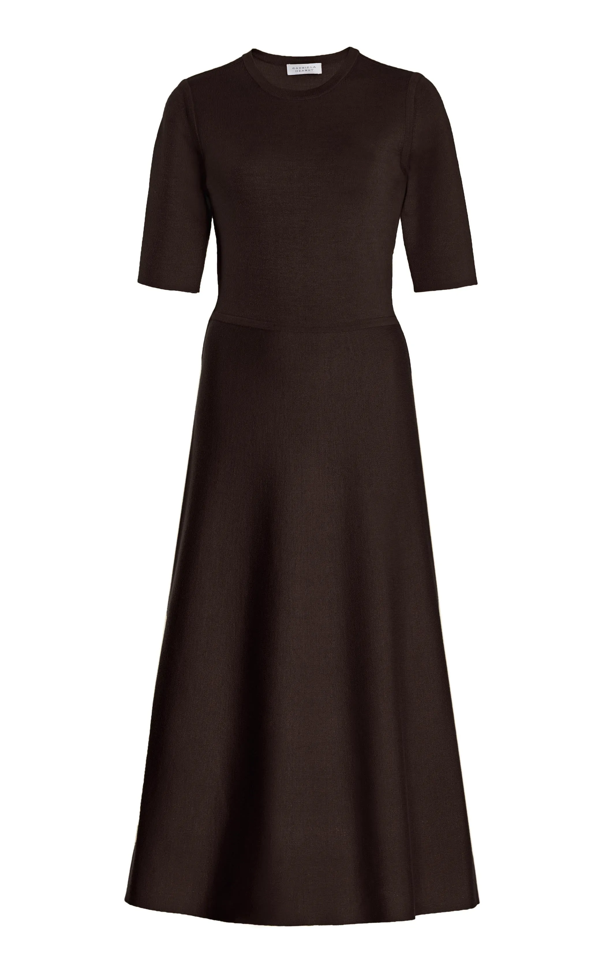 Seymore Knit Midi Dress in Chocolate Merino Wool Cashmere sold by Gabriela Hearst