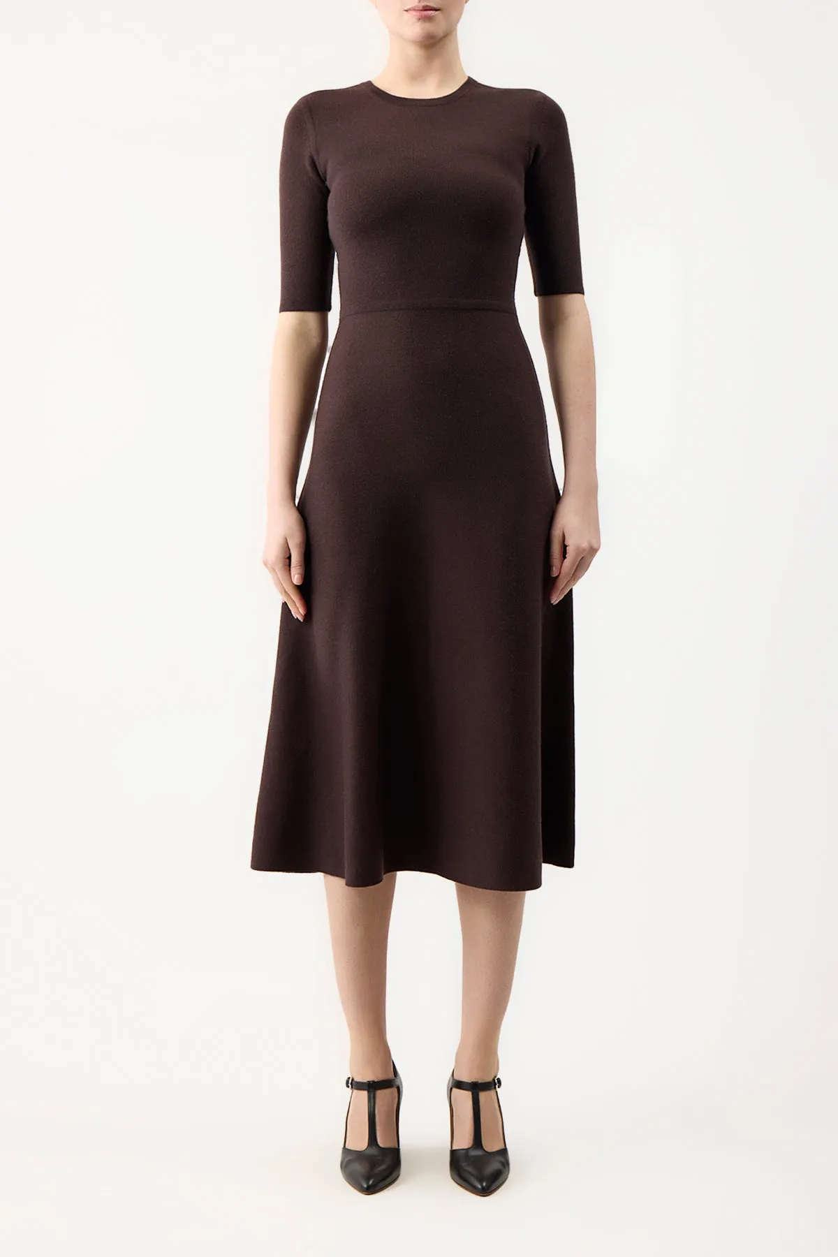 Seymore Knit Midi Dress in Chocolate Merino Wool Cashmere sold by Gabriela Hearst product image thumbnail 2