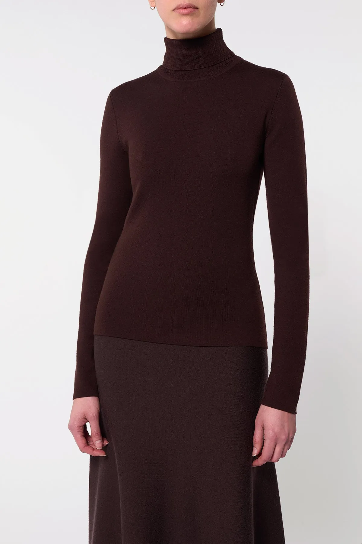 May Knit Turtleneck in Chocolate Merino Wool Cashmere sold by Gabriela Hearst product image thumbnail 5