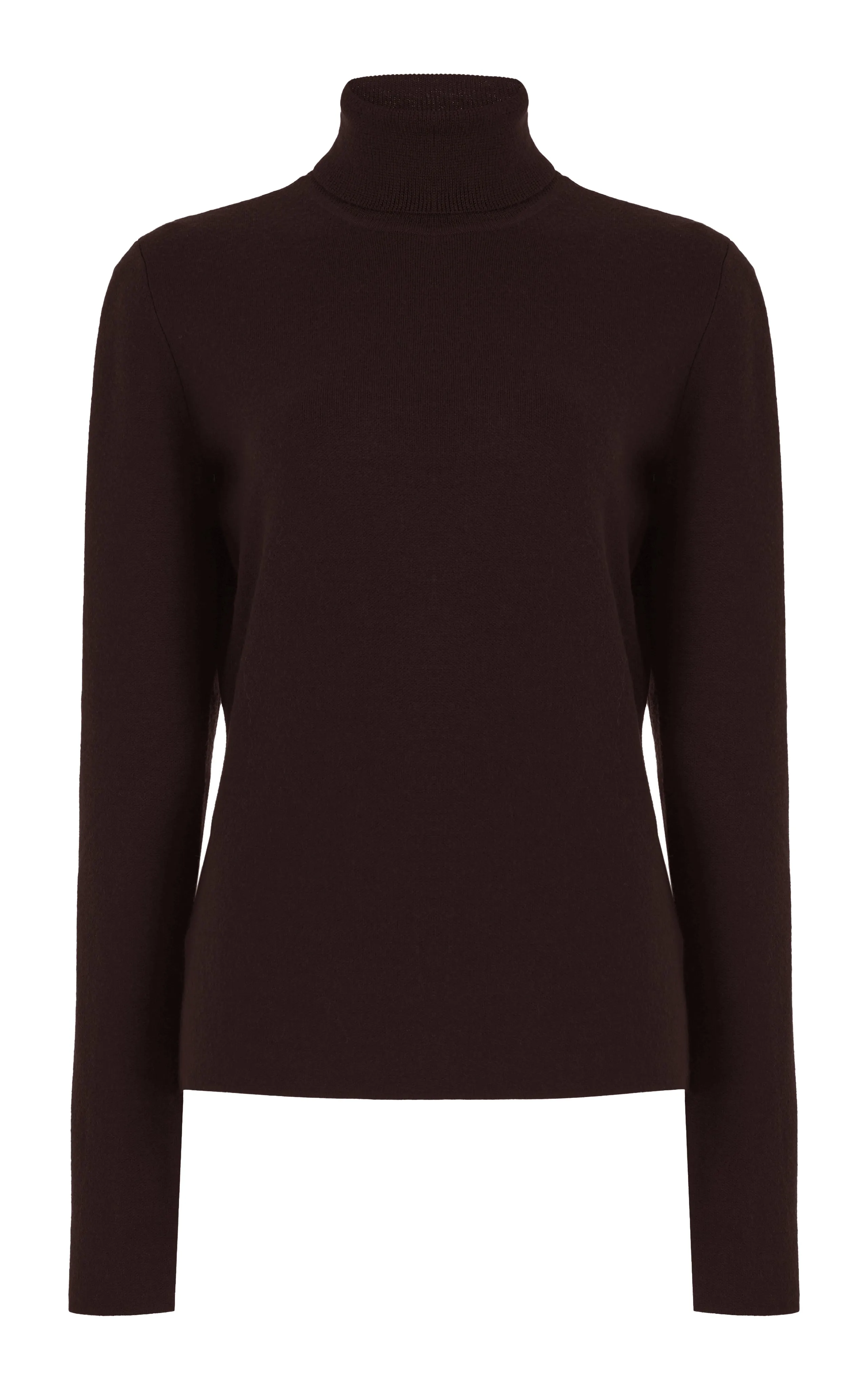 May Knit Turtleneck in Chocolate Merino Wool Cashmere sold by Gabriela Hearst