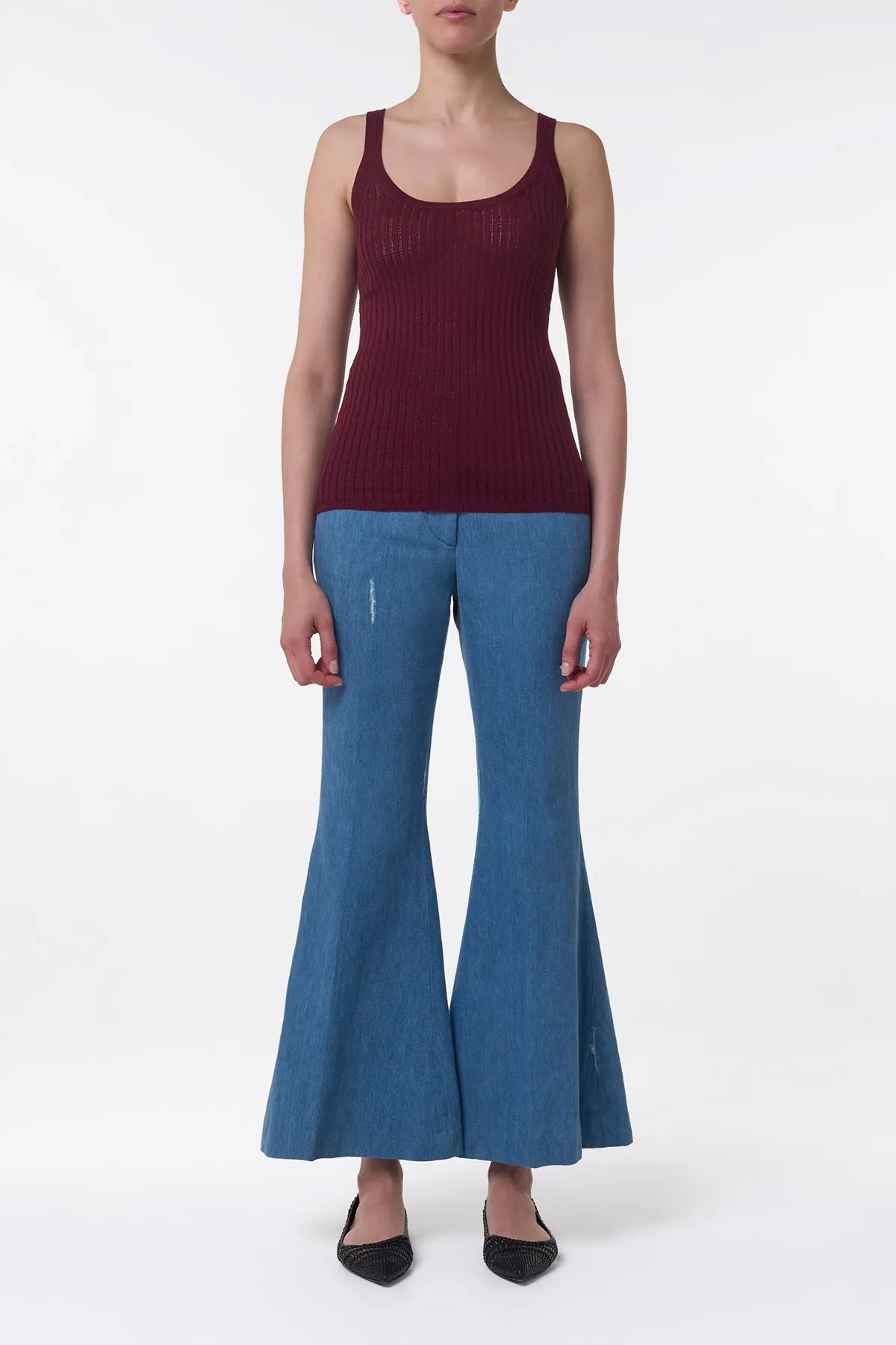 Nevin Pointelle Knit Tank Top in Bordeaux Cashmere Silk sold by Gabriela Hearst product image thumbnail 3