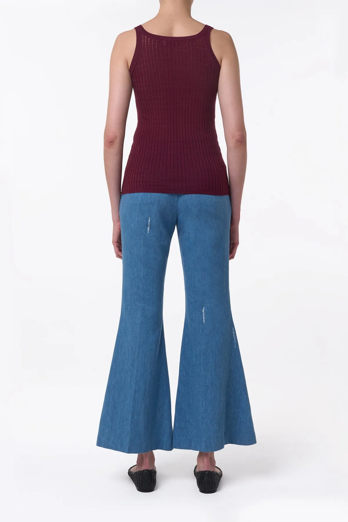 Nevin Pointelle Knit Tank Top in Bordeaux Cashmere Silk sold by Gabriela Hearst product image thumbnail 5