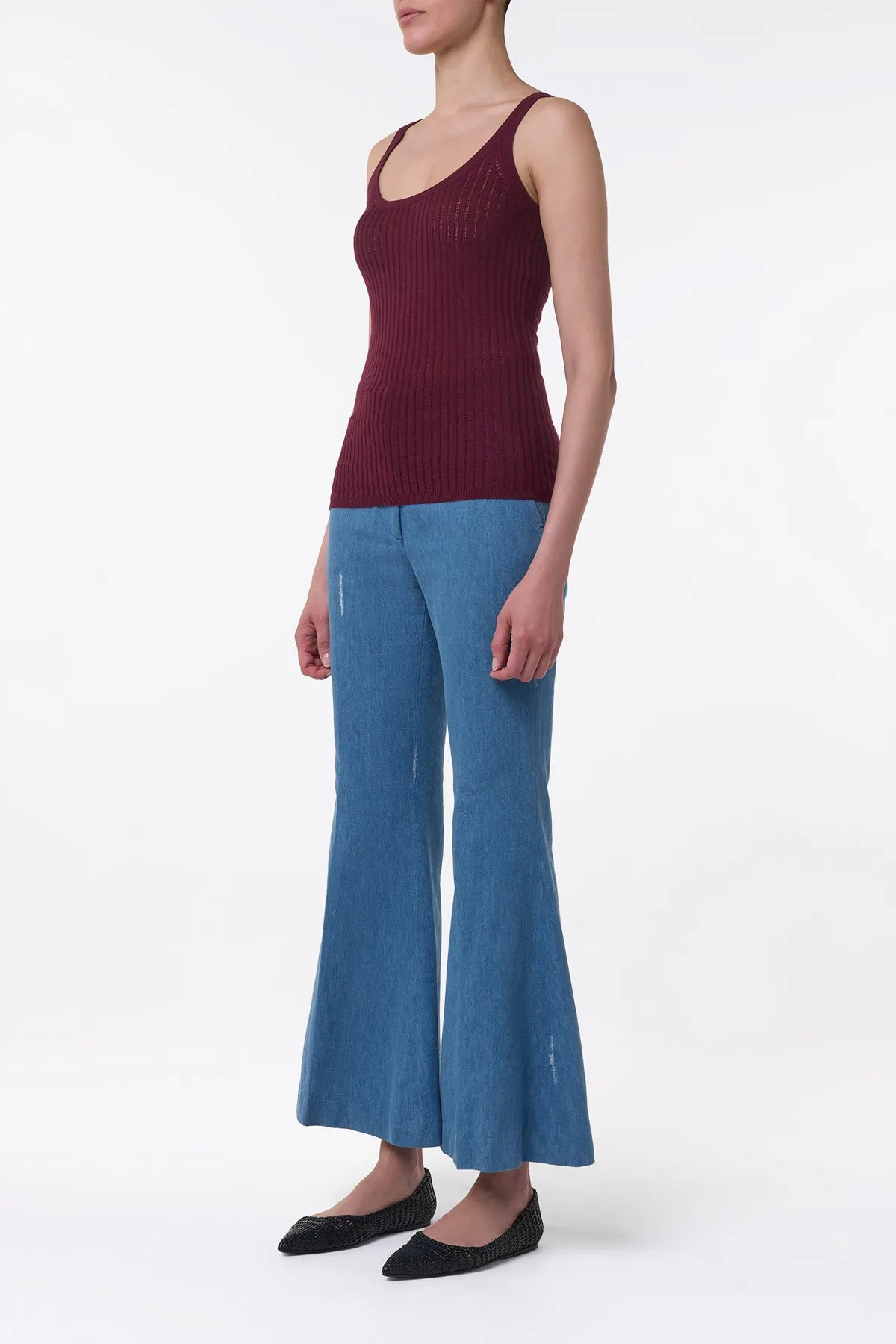 Nevin Pointelle Knit Tank Top in Bordeaux Cashmere Silk sold by Gabriela Hearst product image thumbnail 4