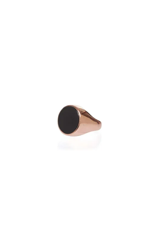 Signet Ring in 18K Rose Gold & Black Onyx Stone with Yellow Sapphire sold by Gabriela Hearst