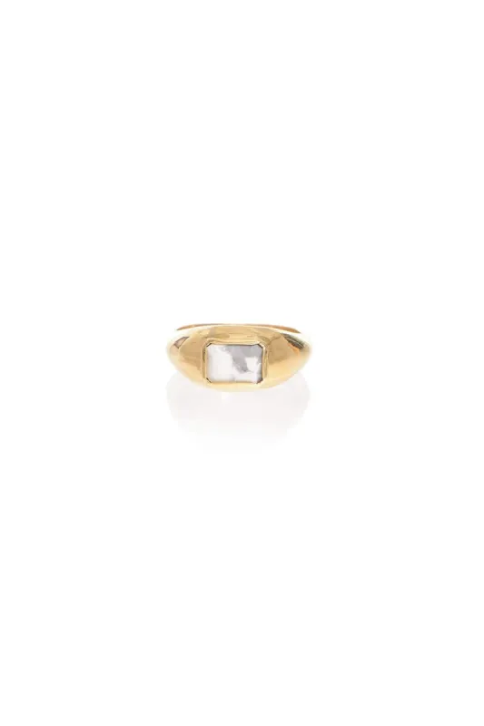 Small Ring in 18K Yellow Gold & Howlite Stone sold by Gabriela Hearst