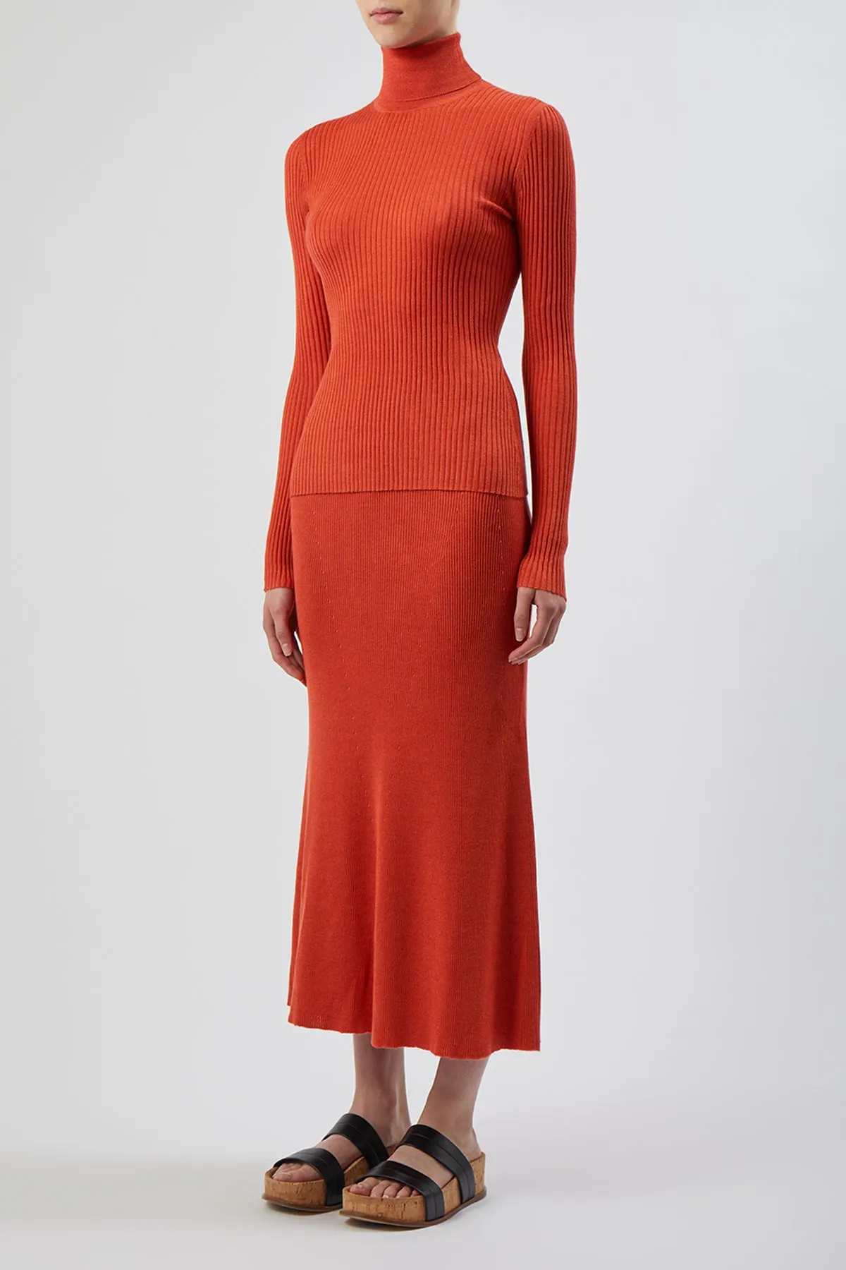 Epper Knit Midi Skirt in Spice Cashmere Silk sold by Gabriela Hearst product image thumbnail 3