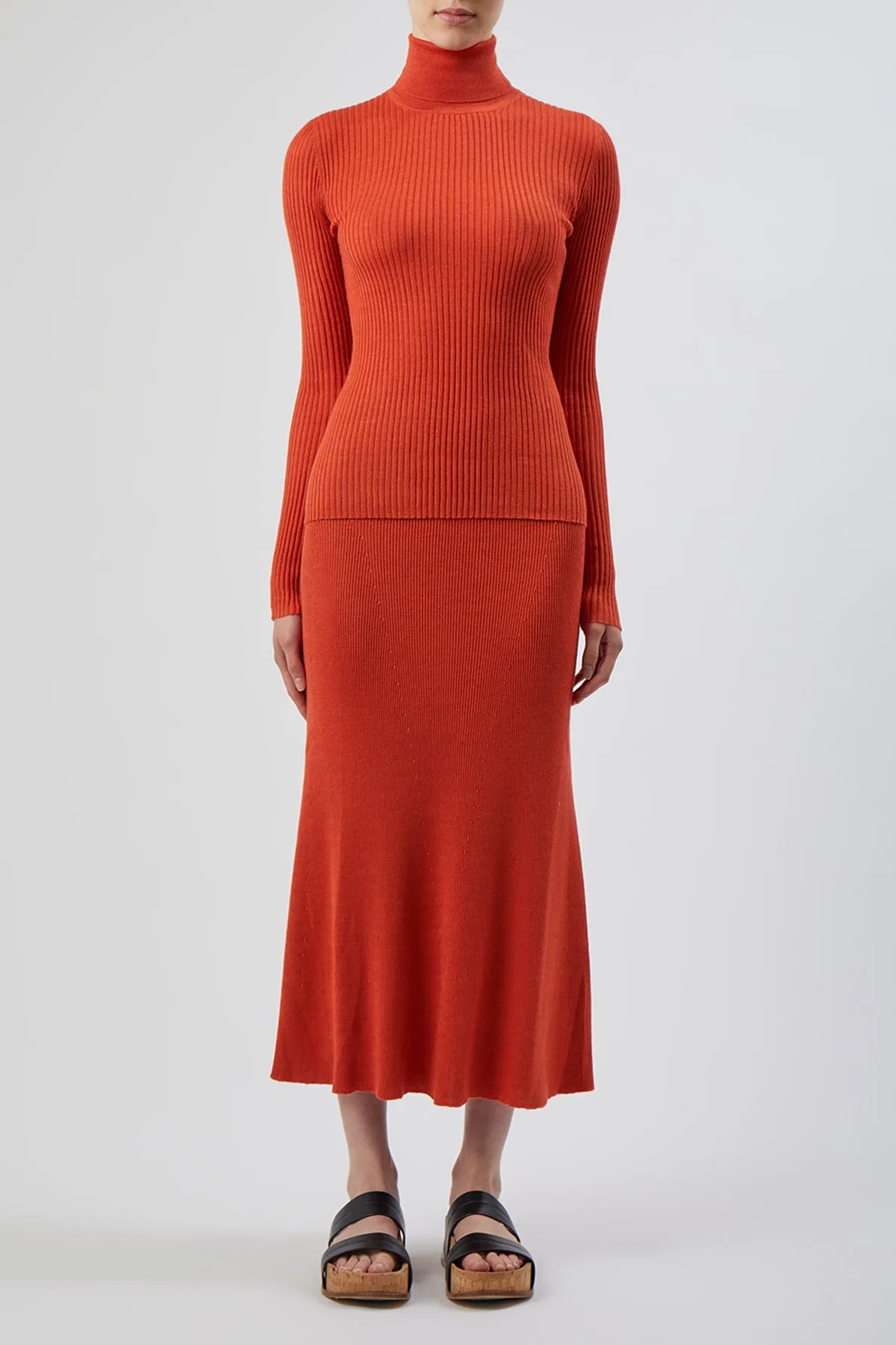 Epper Knit Midi Skirt in Spice Cashmere Silk sold by Gabriela Hearst product image thumbnail 2