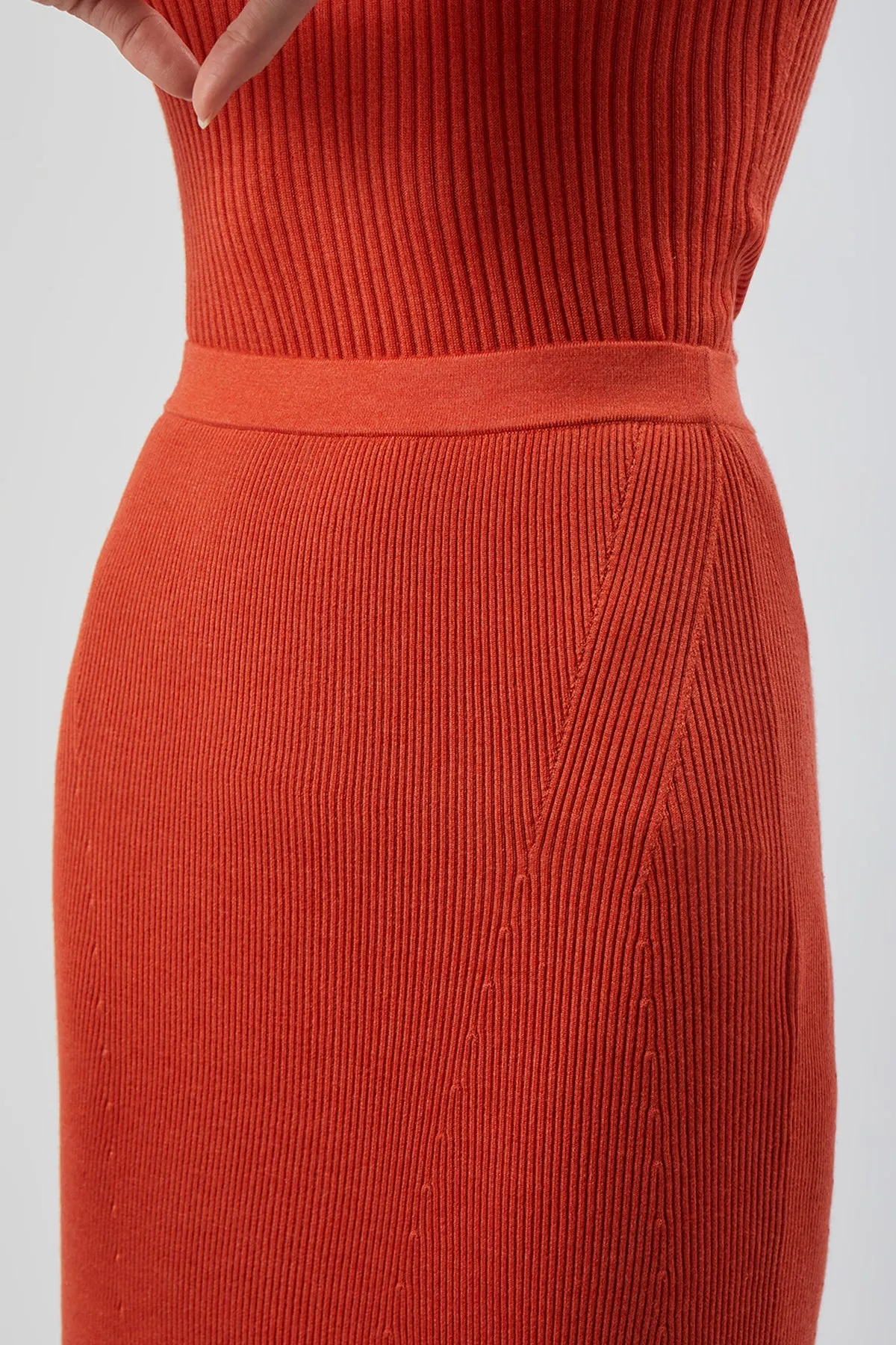 Epper Knit Midi Skirt in Spice Cashmere Silk sold by Gabriela Hearst product image thumbnail 5