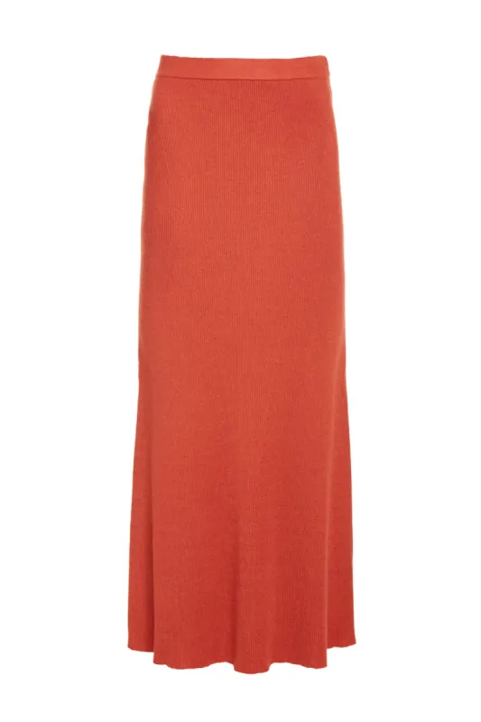 Epper Knit Midi Skirt in Spice Cashmere Silk sold by Gabriela Hearst