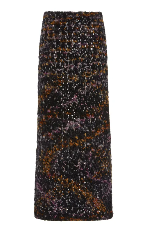 Collin Knit Midi Skirt in Space Dye Black Multi Welfat Cashmere sold by Gabriela Hearst