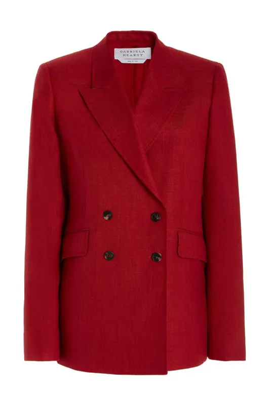 Angela Blazer in Red Wool and Silk Linen sold by Gabriela Hearst