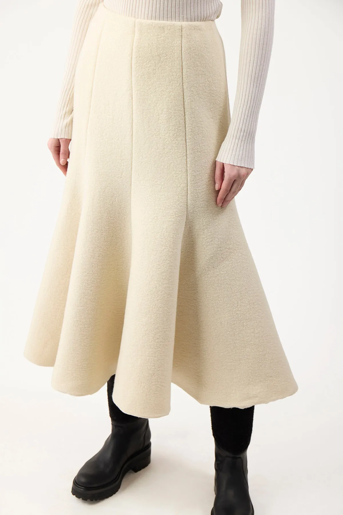 Amy Midi Skirt in Ivory Double-Face Recycled Cashmere Felt sold by Gabriela Hearst product image thumbnail 5