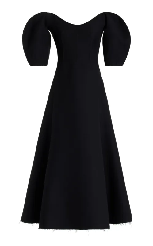 Buisier Dress in Black Wool Silk Cady sold by Gabriela Hearst