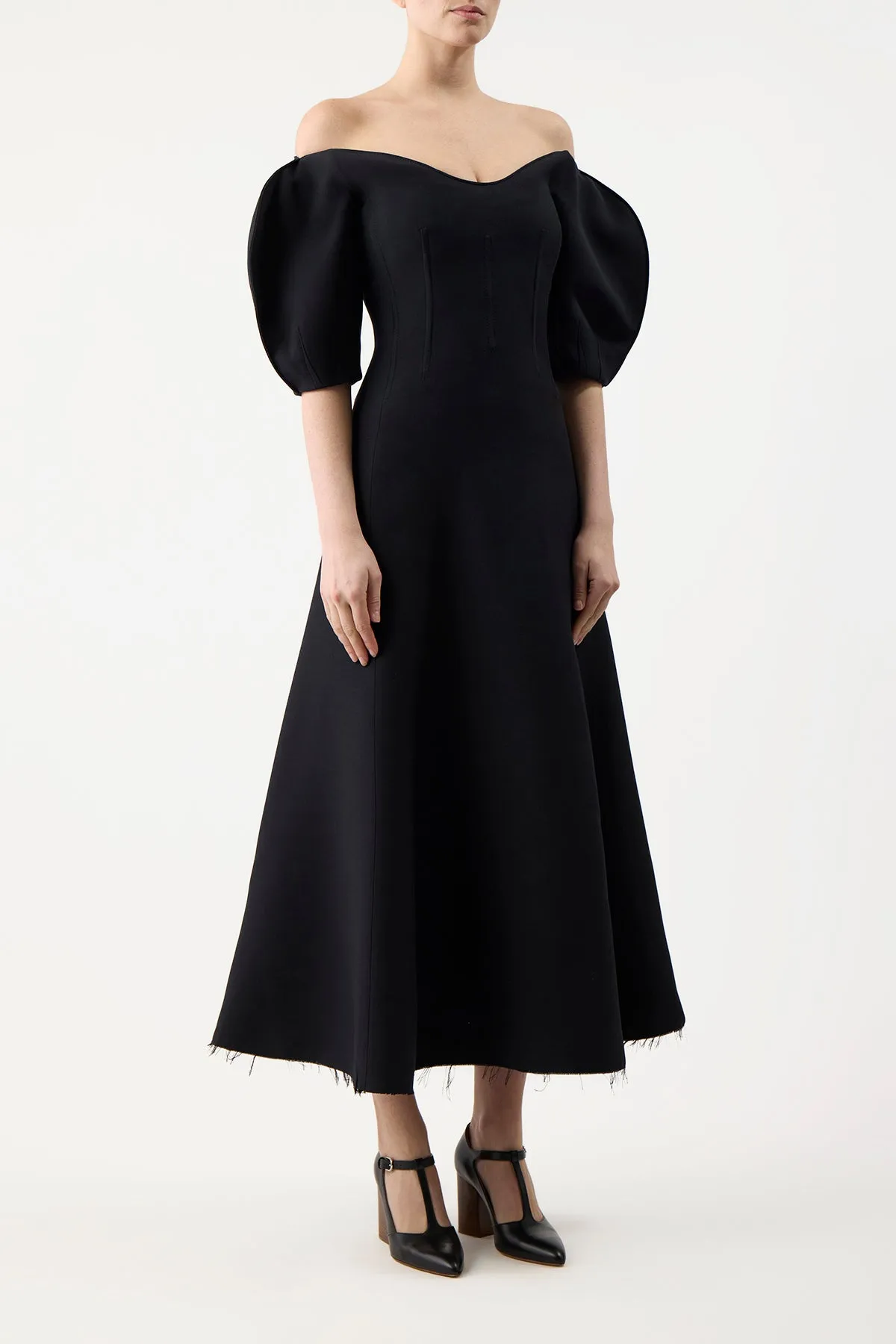 Buisier Dress in Black Wool Silk Cady sold by Gabriela Hearst product image thumbnail 3