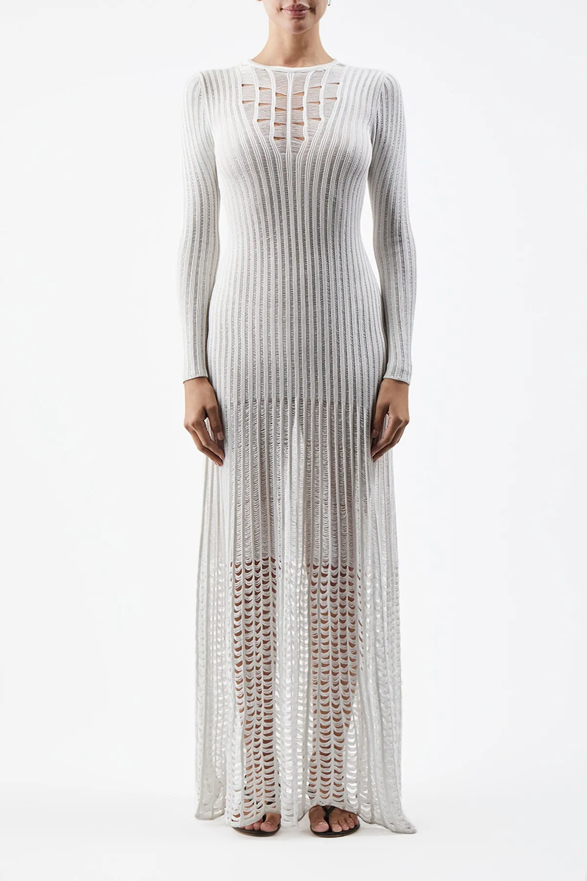 Maia Knit Dress in Ivory Shappe Silk sold by Gabriela Hearst product image thumbnail 3