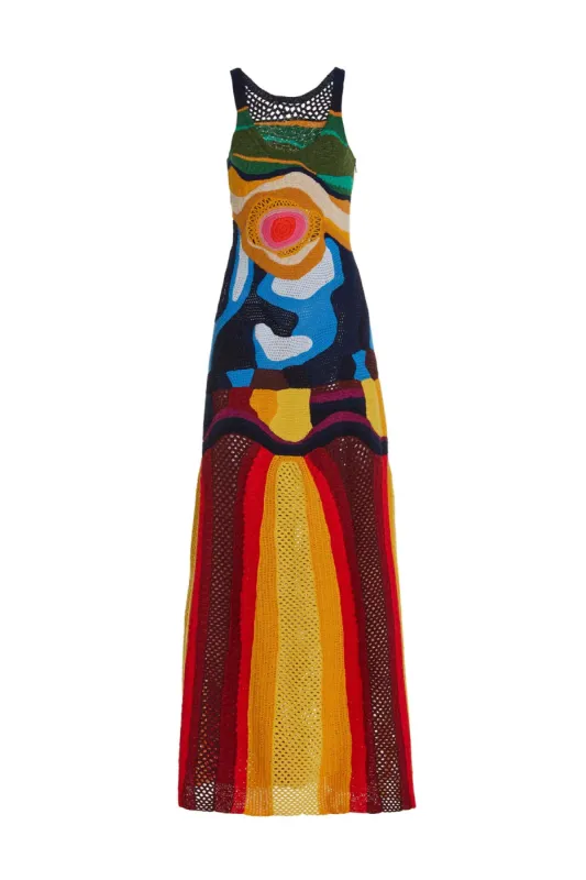 Tamra Crochet Dress in Mineral Multi Cashmere made by Gabriela Hearst