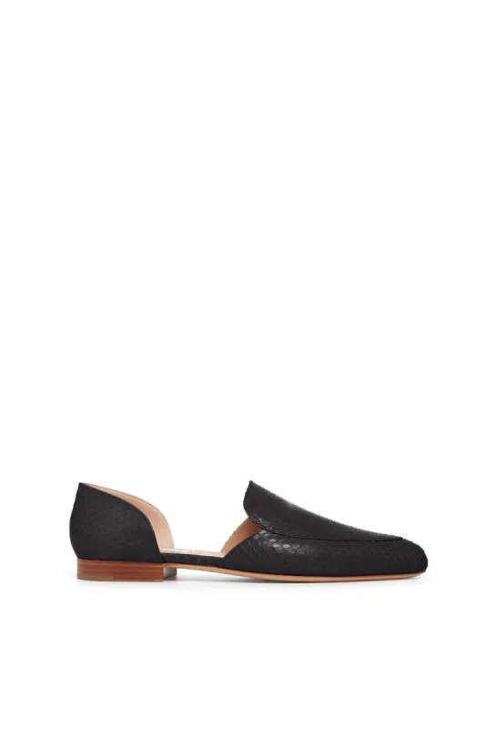 Jax Flat Shoe in Black Snakeskin sold by Gabriela Hearst