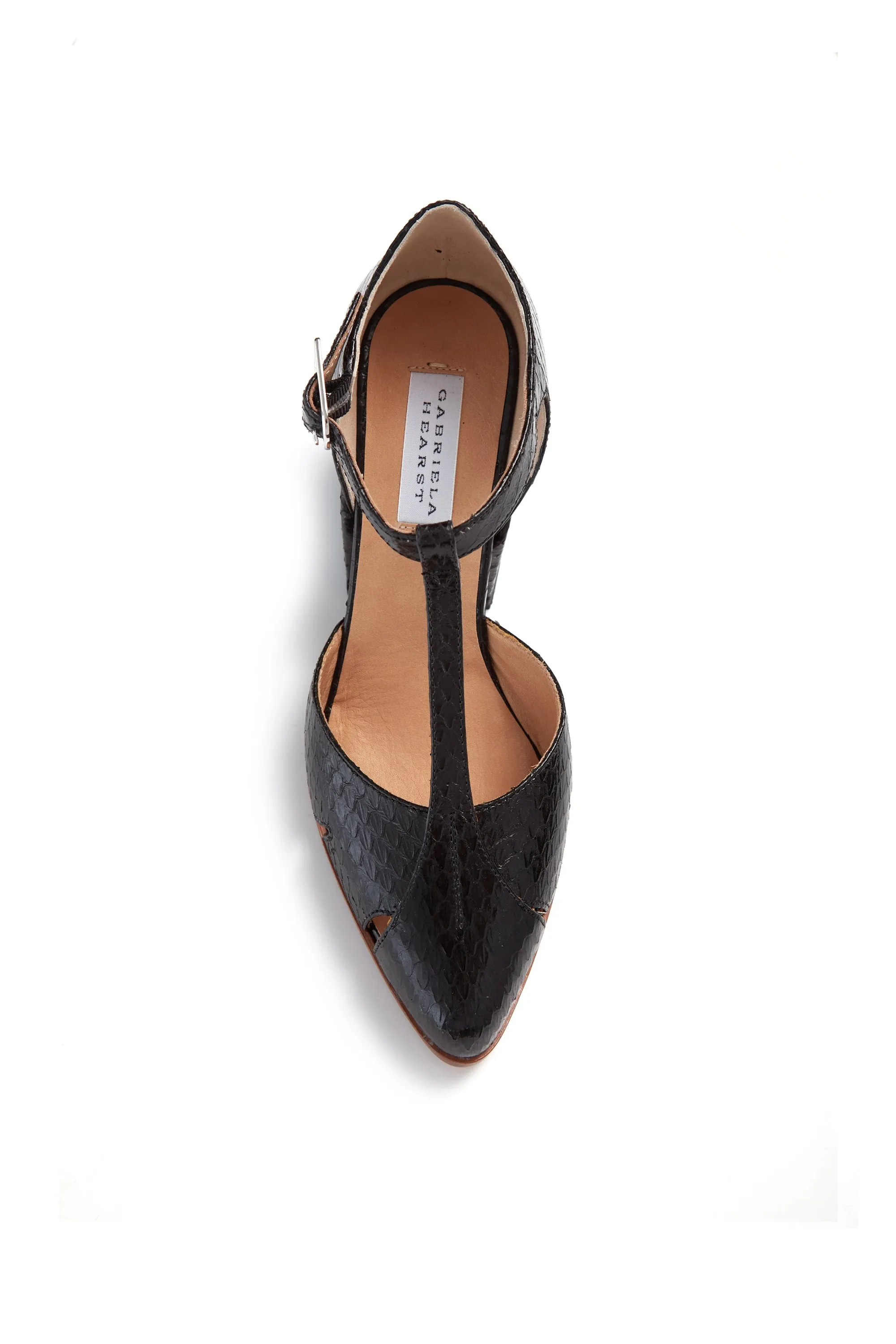 Hawes T-Strap Heel in Black Snakeskin sold by Gabriela Hearst product image thumbnail 4