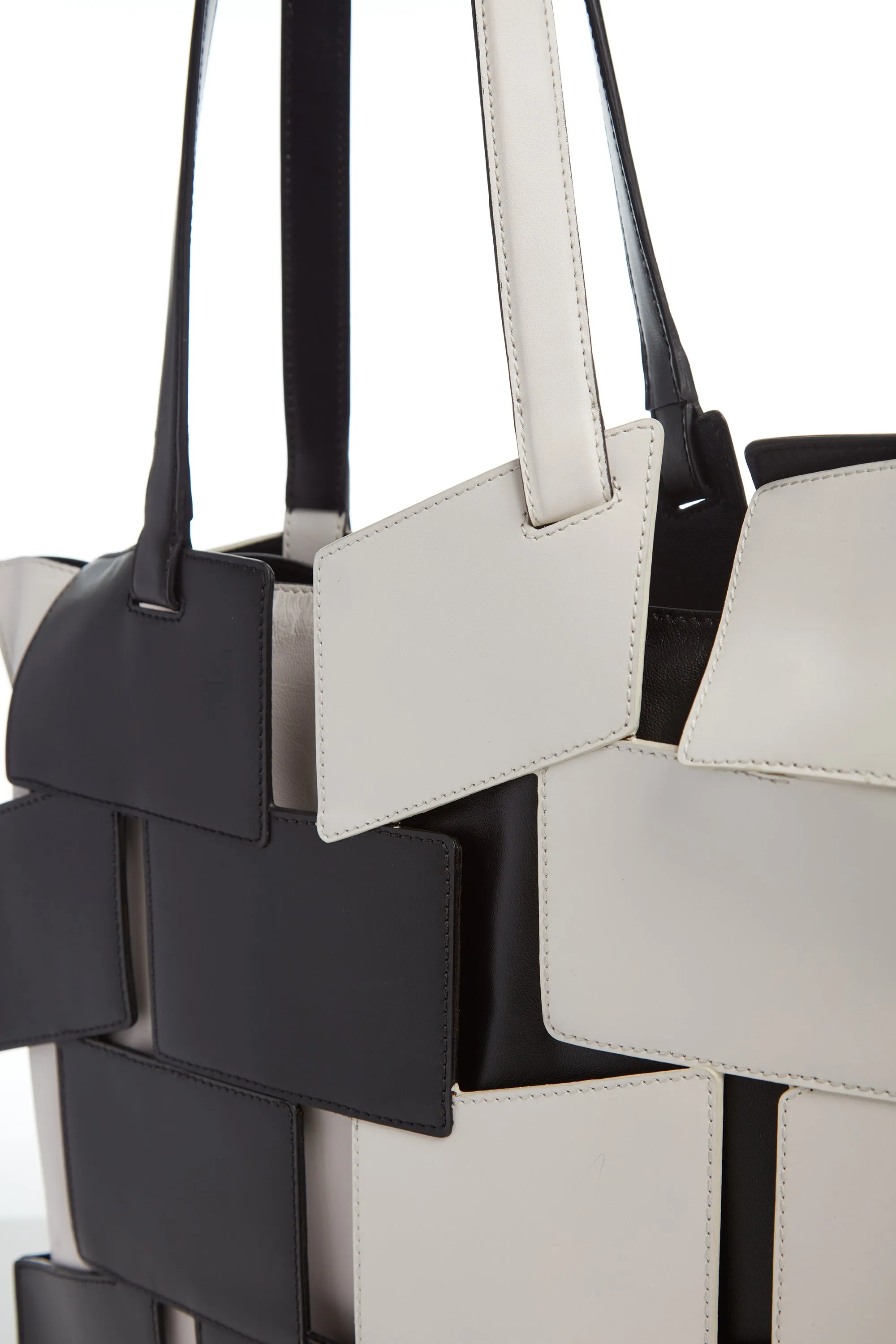 Laquered Patchwork Tote Bag in Black & Ivory Leather sold by Gabriela Hearst product image thumbnail 4